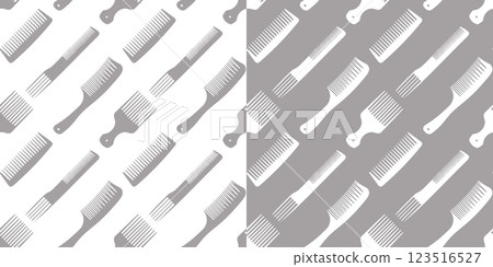 Seamless pattern with hairdressing tools. Hairdressing tools template. Background with hairbrushes and combs. 123516527