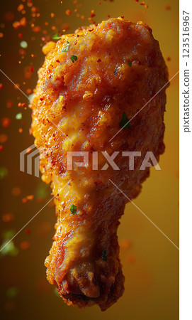 Crispy chicken drumstick showcasing delicious and spicy flavors Crispy chicken drumstick showcasing delicious and spicy flavors 123516967
