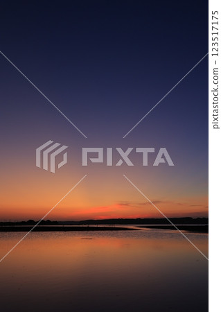 晨光反映在水面上 123517175