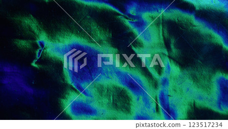 Defocused blue hologram. Wavy shade. Texture scratch. Variable abstract background art damage glare. Flow color change. Growth reduction spot flare. 123517234