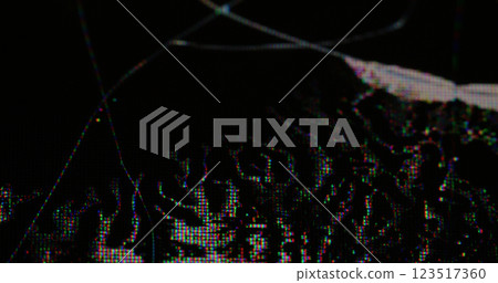 Cracked screen. Matrix deformation. Black liquid blur air bubbles under grainy screen surface. Vandal damage analog static glitch. Cracked screen. Matrix deformation. Black liquid blur air bubbles under grainy screen surface. Vandal damage analog static glitch. 123517360