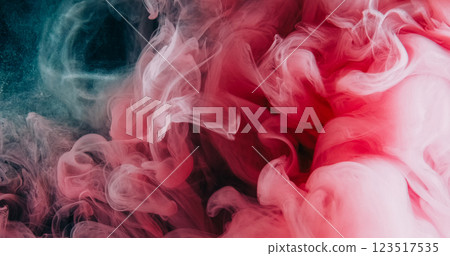 Smoke cloud. Paint drop water. Pink blue color vapor splash floating on glitter particles texture abstract art background. Smoke cloud. Paint drop water. Pink blue color vapor splash floating on glitter particles texture abstract art background. 123517535