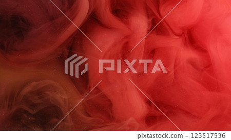 Red cloud. Paint splash. Defocused bright color fume vapor wave texture ink floating in water abstract background. Red cloud. Paint splash. Defocused bright color fume vapor wave texture ink floating in water abstract background. 123517536