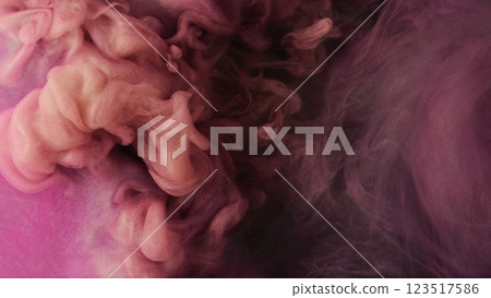 Liquid galaxy. Pink smoke. Color stardust paint flow in whimsical water curls on abstract background. Fantastic purple cloud with defocused fume. Liquid galaxy. Pink smoke. Color stardust paint flow in whimsical water curls on abstract background. Fantastic purple cloud with defocused fume. 123517586