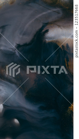 Paint grunge. Blot fluid. Wavy mixing art ingredients surface. Fantastic black grey messy watercolor glitter flow abstract background. Paint grunge. Blot fluid. Wavy mixing art ingredients surface. Fantastic black grey messy watercolor glitter flow abstract background. 123517668