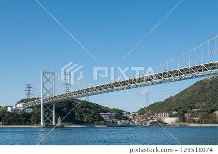 [從諾福克廣場看北九州門司港關門海峽與關門大橋] 123518074