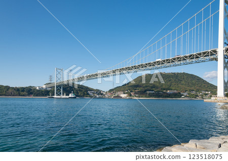 [Kitakyushu Moji Port: Kanmon Straits and Kanmon Bridge from Norfolk Square] 123518075