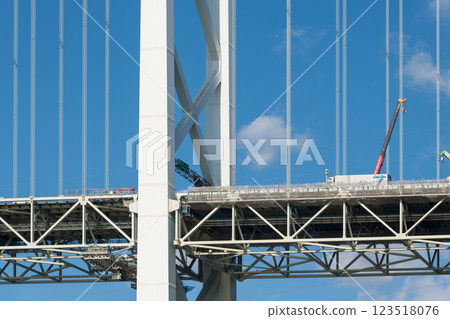 [Kitakyushu Moji Port: Kanmon Straits and Kanmon Bridge from Norfolk Square] 123518076