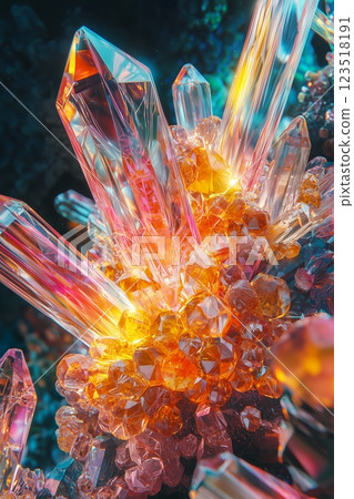 Gem fragments radiate energy, abstract brilliance ,bold abstract design. Shattered gems create striking abstract visuals, captivating motion , innovative gem design, showcasing radiant gem details. 123518191