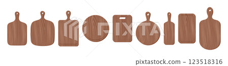 Cartoon Wooden Kitchen Cutting Boards Vector Set. Cutting Boards With Handles, Different Shapes. Wooden Chopping Boards, Kitchen Utensils. Cutting Board Tools, Wooden Cooking Boards Illustration Cartoon Wooden Kitchen Cutting Boards Vector Set. Cutting Boards With Handles, Different Shapes. Wooden Chopping Boards, Kitchen Utensils. Cutting Board Tools, Wooden Cooking Boards Illustration 123518316