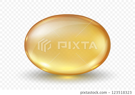 Vitamin B Soft Gel Capsule, Isolated. Realistic 3D Golden Transparent Omega-3 Bead, Pharmaceutical Supplement, Fish Oil, Health and Beauty Concept. Vector Illustration Vitamin B Soft Gel Capsule, Isolated. Realistic 3D Golden Transparent Omega-3 Bead, Pharmaceutical Supplement, Fish Oil, Health and Beauty Concept. Vector Illustration 123518323
