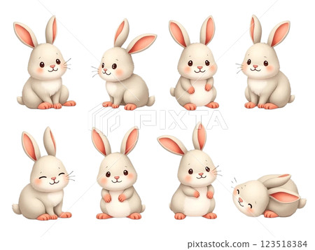 Rabbit face illustration set 123518384