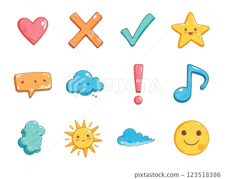 Cute hand drawn icon set 123518386