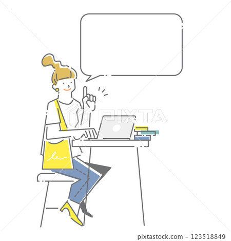 Young generation working freely - simple and stylish line drawing illustration 123518849