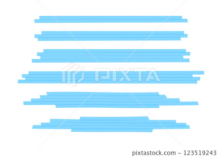 Set of blue marker lines. Different transparent freedrawn pen or brush underlines for important text emphasis or highlighting isolated on white background. Vector realistic illustration Set of blue marker lines. Different transparent freedrawn pen or brush underlines for important text emphasis or highlighting isolated on white background. Vector realistic illustration 123519243