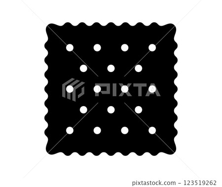 Cracker icon. Sweet or salty biscuit cookie in square shape. Popular crunchy snack silhouette isolated on white background. Vector graphic illustration 123519262