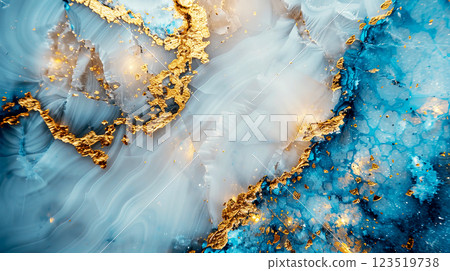 Abstract marble texture with blue, white, and gold veins, perfect for backgrounds or artistic projects giving a luxurious and elegant feel. Abstract marble texture with blue, white, and gold veins, perfect for backgrounds or artistic projects giving a luxurious and elegant feel. 123519738