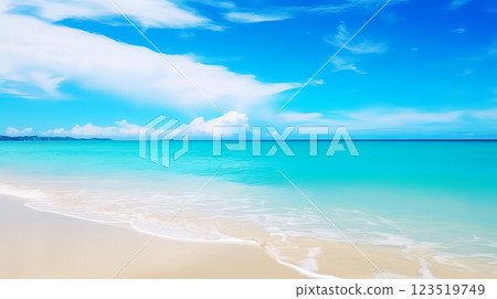 Clear turquoise sea with sand and bubbles on tropical beach and blue sky white a few cloud on summer vacation holiday Clear turquoise sea with sand and bubbles on tropical beach and blue sky white a few cloud on summer vacation holiday 123519749