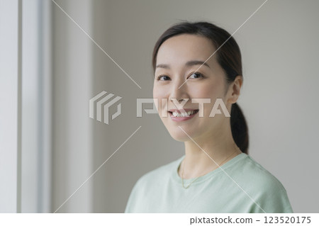 A woman in her mid-30s looking at the camera A woman in her mid-30s looking at the camera 123520175