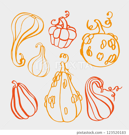 Hand drawn outline pumpkin EPS Hand drawn outline pumpkin EPS 123520183