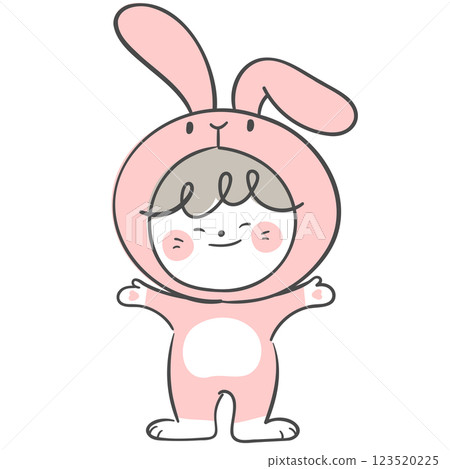 An illustration of a character in a pink rabbit costume An illustration of a character in a pink rabbit costume 123520225