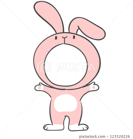 Illustration of pink rabbit costume with a face cutout 123520226