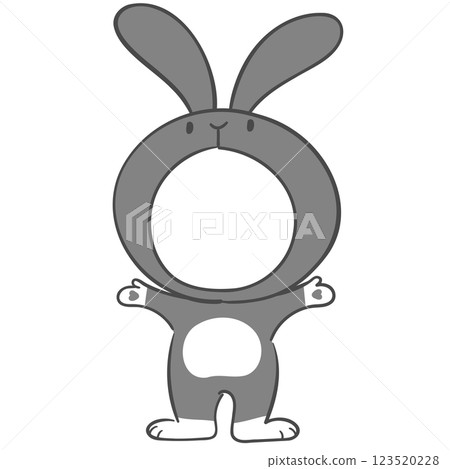 Illustration of black rabbit costume with a face cutout Illustration of black rabbit costume with a face cutout 123520228