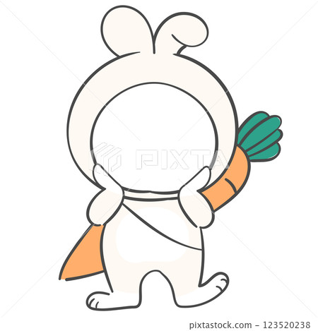 Illustration of white rabbit costume with a face cutout 123520238