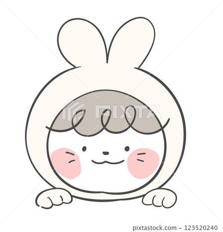 An illustration of a character in a white rabbit costume 123520240