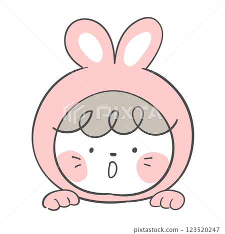 An illustration of a character in a pink rabbit costume An illustration of a character in a pink rabbit costume 123520247