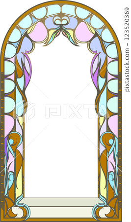Artistic and stylish vintage stained glass frames, frames and windows illustration material 123520369