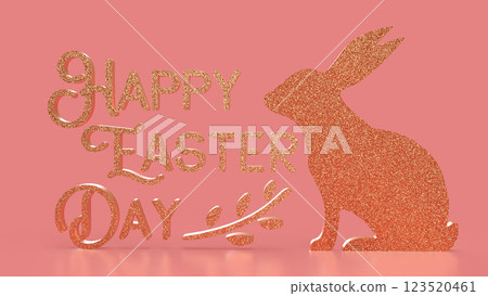 The Gold Text and rabbit for Easter Day concept 3d Rendering. The Gold Text and rabbit for Easter Day concept 3d Rendering. 123520461