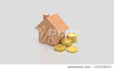 The Wood House and percent for Property or real estate concept 3d rendering. 123520474