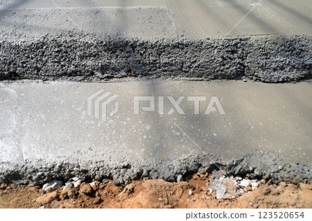 Residential foundation work: Waste concrete after pouring Residential foundation work: Waste concrete after pouring 123520654