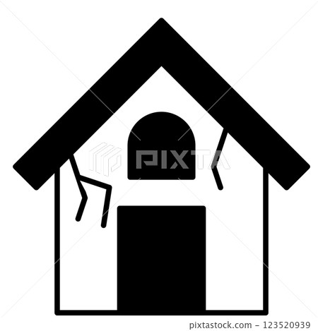 Illustration of a house with a cracked exterior wall 123520939