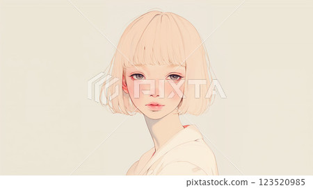 Watercolor illustration of a young woman 123520985