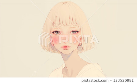 Watercolor illustration of a young woman 123520991