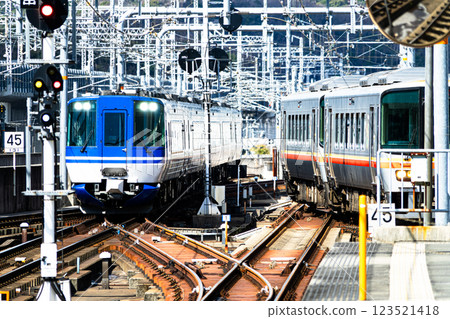 The Hakuto and Kishin lines run parallel to each other at Himeji Station. 123521418