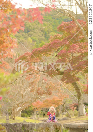 Toy poodle enjoying a trip to Kyoto 123521807