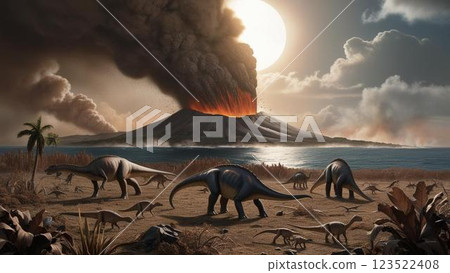Black smoke fills the sky, signaling the end 123522408