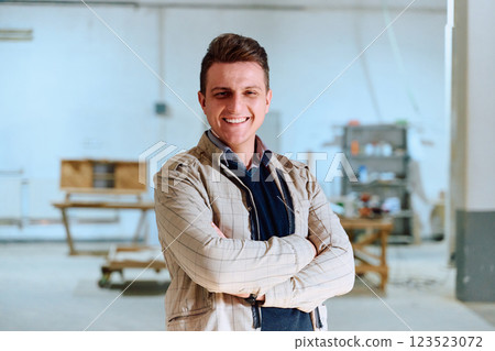 Forestry Industry Director Overseeing Production Floor in Woodworking Facility Forestry Industry Director Overseeing Production Floor in Woodworking Facility 123523072