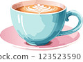 Cafe latte coffee latte art cafe coffee shop illustration 123523590