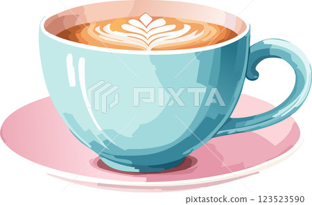 Cafe latte coffee latte art cafe coffee shop illustration Cafe latte coffee latte art cafe coffee shop illustration 123523590