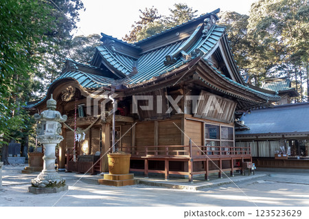 Atago Shrine, known as the god of fire prevention (Hibuse), main hall and worship hall [Kasama City, Ibaraki Prefecture] 123523629