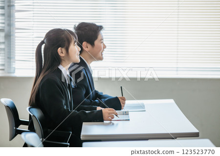 Students studying at a cram school 123523770