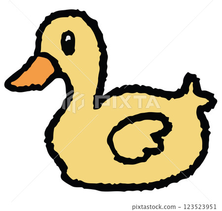Hand drawn crayon illustrations of duck for animal, zoo, souvenir shop, cartoon character, comic, mascot, cute patch, shirt print, sticker, plush toy, kid doll, trip, travel, vacation, vet, icon, lake 123523951
