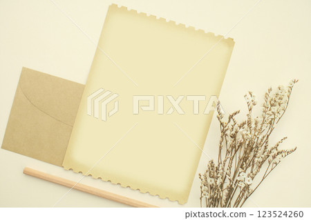 Minimal table, vintage stationery mock-up Minimal table, vintage stationery mock-up 123524260