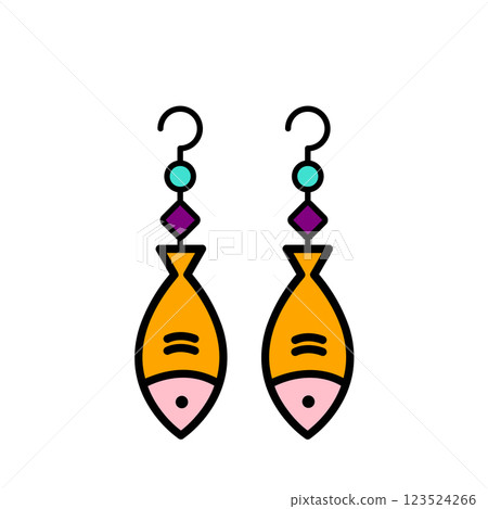 彩色魚形耳環材料 123524266