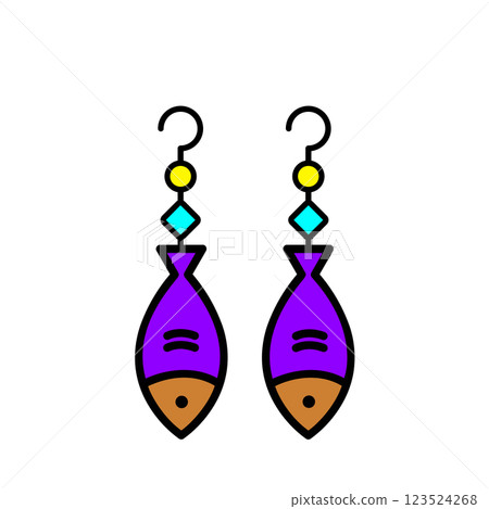 Simple earrings in the shape of colorful fish 123524268