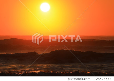 Sunrise stained orange 123524358